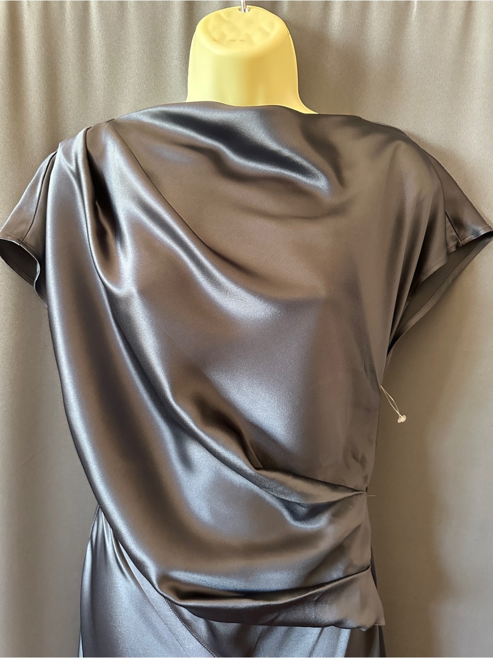 Acler Glatton Gathered Satin Maxi Dress,sz 6, New, Gray - Picture 12 of 15